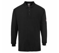 Portwest Polo manches longues antistatique résistant aux flammes, Couleur: Noir, Taille: M, FR10BKRM
