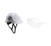 Portwest PS54 Endurance Casque de Sécurité Léger pour Construction Blanc & Surlunettes de sécurité 3M™ Visitor 71448-00001M