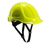 Portwest PS55 Casque Endurance Coque Ventilée Réglable À Crémaillère | Jaune, Taille unique, Harnais Textile 6 Points, Jugulaire En Y 4 Points, EN 397 Pour La Protection De La Tête