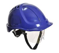 Portwest PW54 Endurance Plus Casque Électricien Visière Rétractable | Bleu roi, Taille unique, Isolation Électrique, Visière Rétractable, Harnais 6 Points, Coque ABS Non Ventilée, BTP