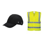 Portwest PW59 Casque de Sécurité Léger et Ajustable avec Coque de Protection Noir & Gilet Hi-Vis Baudrier & Double Ceinture, Couleur: Jaune, Taille: XX/3X, C470YERXX/3X