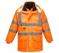 Portwest RT27 Parka HV 7-en-1 RIS Imperméable à L'eau Poches Ergonomiques | Orange, XL, EN ISO 20471 Classe 3, EN 342, Tissu Oxford 300D, Col Doublé Polaire, Protection Contre le Froid, Réfléchissant