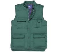 Portwest S414 Shetland Bodywarmer Polycoton 8 poches Fermeture Centrale Zip | Vert bouteille, M, Doublure en Flanelle de Coton, Ouverture Frontale Pressions, Boucle Radio, Coupe Standard