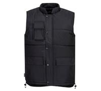 Portwest S415 Bodywarmer Ouverture Frontale Pressions Poches Ergonomiques | Noir, XL, Polyester, Sans Manches, Résistant à L'eau, Cordon de Serrage, Intempéries, Poche Stylo, Poche Téléphone, Léger