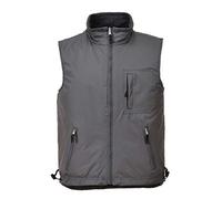 Portwest S418 Veste Col Doublé Polaire Cordon de Serrage Poche Téléphone | Gris, XL, Coupe Confortable et Décontractée, Polyester, Sans Manches, Lavable en Machine, Zippé, Réversible