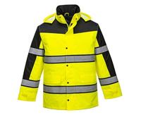 Portwest S462 Parka Bicolore Panneaux Contrastant Poche Poitrine Intérieure | Jaune, 3XL, EN ISO 20471 Classe 3, UPF 40+, Oxford 300D, Bande Réfléchissante, Doublure Matelassée, Imperméable à L'eau