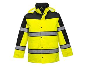 Portwest S462 Parka Bicolore Panneaux Contrastant Poche Poitrine Intérieure | Jaune, XL, EN ISO 20471 Classe 3, UPF 40+, Oxford 300D, Bande Réfléchissante, Doublure Matelassée, Imperméable à L'eau, Hiver