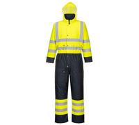 Portwest S485 Combinaison Contrast Matelassée Panneaux Contrastant Zippé | Jaune/Marine, 3XL, EN ISO 20471 Classe 3, EN 342, 2 Poches Basses Rabat Pression, Bande Réfléchissante, Poignets Bords Cotes