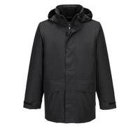 Portwest S523 Parka Oban Doublée polaire Capuche Enroulable Poche Téléphone | Noir, L, EN 343 Classe 3:1, EN 342, Ouverture Frontale Pressions, Coutures Étanches, 4 Poches, Multipoche