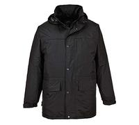 Portwest S523 Parka Oban Doublée polaire Capuche Enroulable Poche Téléphone | Noir, XL, EN 343 Classe 3:1, EN 342, Ouverture Frontale Pressions, Coutures Étanches, Finition Déperlante sur le Tissu