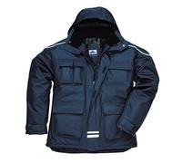 Portwest S563N Parka RS Multipoches Doublure Polaire Poche sur Manche Hiver | Marine, M, EN 343 Classe 3:1, Polyester, Capuche Amovible, Poignets Réglables par Bandes, Coutures Étanches, Imperméable