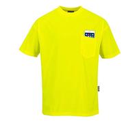 Portwest S578 Tee Chemise Day-Vis Manches Courtes Poche Tissu Respirant | Jaune, 4XL, UPF 50+, Polyester, Coupe Ample, Col Rond, Lavable en Machine, Coutures sur L'encolure, Texpel Effet de Séchage