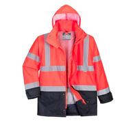 Portwest S768 Parka Bicolore Executive 5-en-1 Oxford 300D Résistant à L'eau | Rouge/Marine, 2XL, EN ISO 20471 Classe 3, EN 342, Panneaux Contrastant, Nombreuses Poches Très Utiles, Capuche Intégrée