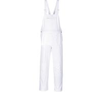 Portwest S810 Cotte bretelles Peintre Lavable en Machine à 60°C Poche Mètre | Blanc, 4XL, UPF 50+, EN 14404 Type 1 Niveau 0, 100% Coton, Cordon de Serrage, Peintres, Poches Genouillères, Fermeture Éclair