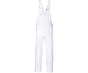 Portwest S810 Cotte bretelles Peintre Lavable en Machine à 60°C Poche Mètre | Blanc, 4XL, UPF 50+, EN 14404 Type 1 Niveau 0, 100% Coton, Cordon de Serrage, Peintres, Poches Genouillères, Fermeture Éclair