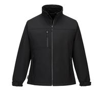 Portwest TK41 Softshell Charlotte Femmes Col Doublé Polaire Poche Téléphone | Noir, XS, Polyester, Cordon de Serrage, Résistant à L'eau, Lavable en Machine, Finition Déperlante sur le Tissu, Coupe-Vent