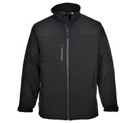 Portwest TK50 Blouson Softshell 2 Poches Latérales Zippées Doublure Polaire | Noir, XS, UPF 50+, Polyester, Coupe Ample, Résistant à L'eau, Lavable en Machine, Finition Déperlante sur le Tissu, Respirant