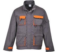 Portwest TX10 Veste Contrastée 1 Poche à Fermeture Éclair Coupe Standard | Gris, M, UPF 50+, Polyester, Porte-Badge Amovible, Protection UV, Auto-Agrippant, Multipoche, Hiver