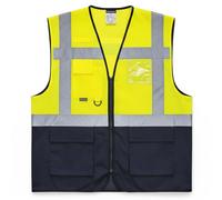 Portwest Gilet Executive Warsaw, Couleur: Jaune/Marine, Taille: 5XL, C476YNR5XL