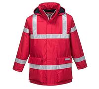 Portwest Veste de pluie FR anti-statique Bizflame, Couleur: Rouge, Taille: XXXL, S785RERXXXL