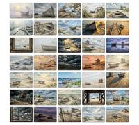 PORUPAEL Lot de 36 cartes postales vintage - Bateaux de pêche côtiers - Cartes décoratives - 6 x 9 cm - Mini affiches esthétiques - Décoration murale (A)