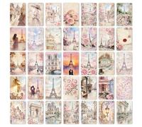 PORUPAEL Lot de 36 cartes postales vintage Paris en thème aquarelle - Cartes décoratives 6 * 9 cm - Mini affiches esthétiques pour décoration murale (C)
