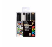 Posca 153544853 Lot de 4 Marqueurs peinture avec encre à base d'eau et pointe biseautée large en acrylique 8 mm