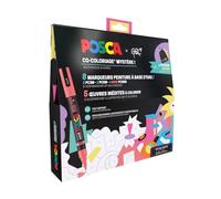Posca - Marqueurs à pigments « Couleurs mystérieuses » - Lot de 8 + 5 coloriages