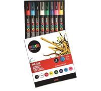 Marqueur Uni-Ball Posca PC3M pointe ogive 0,9 à 1,3 mm couleurs assorties - Etui de 8