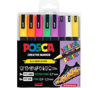 POSCA - Kit de marqueurs acryliques Sneaker 8 couleurs | Marqueurs à pointes fines et extra-fines pour les baskets et de nombreux matériaux
