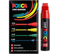 Posca Lot de 1 marqueur de peinture acrylique à base d'eau | Stylo de peinture permanente multi-surfaces | Emballage cadeau enveloppe | Verre, tissu, bois, etc. | Pointe biseautée XXL PC-17K, rouge