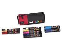 POSCA - Lot de 10 marqueurs acryliques avec trousse | Marqueurs acryliques avec pointes PC-3M, PC-5M et PC-8K pour presque toutes les surfaces