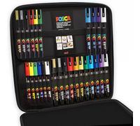 Posca Lot de 27 Feutres Peinture Marqueurs Permanents à Base d'Eau avec Pointe PC-1MR / PC-3M / PC-5M - Utilisation Multi-Surfaces - Coffret Cadeau de 27 Stylos Peinture Materiel Dessin