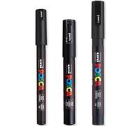 Posca Lot De 3 Marqueurs Peinture Ultra Fine À Fine ¿ Pc-1mr, Pc-1m, Pc-3m Noir