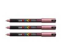 Posca Lot De 3 Marqueurs Pointe Calibrée Extra-Fine Pc1mr 0,7mm Rouge Métal