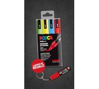 Posca Lot de 4 marqueurs PC-5M + porte-clés