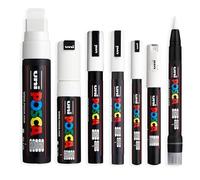 Posca Lot de 7 Marqueurs Peinture (PC-1MR, PC-1M, PC-3M, PC-5M, PC-8K, PC-17K, PCF-350 - Encre blanche)