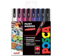 Posca - Lot de 8 marqueurs d’art PC-3M - Couleurs froides et sombres - Avec boîte cadeau