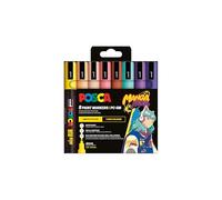 POSCA - Lot de marqueurs acryliques Manga Hero, 8 pièces, PC-5M | 8 marqueurs, pointe ronde de 1,8 à 2,5 mm, encre pigmentée à base d'eau, pour de nombreuses surfaces