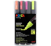POSCA Marker Set PC 5M 4 Neon Colours Paint Lack Acryl Kit Box
