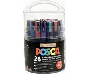 POSCA Marqueur à pigments "Pack XL Festif" 26 pièces assorties résistant à l'eau