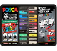 POSCA Marqueur à pigments "STICKERS GRAFFITI" boîte métallique de 20 pièces