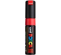 POSCA - Marqueur acrylique PC-8K à pointe biseautée large, rouge fluo | Marqueur à pointe biseautée de 8 mm pour presque toutes les surfaces