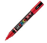 POSCA - Marqueur Brush PC5BR - Pointe Semi-Flexible moyenne 1-4 mm - Peinture Acrylique à Base d'Eau et Pigments - Uni Mitsubishi Pencil - Tout Support - 1 Feutre Rouge