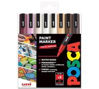 POSCA Marqueur peinture PC-3M - 0,9-1,3 mm - Tons neutres chauds - Lot de 8 stylos dans une boîte cadeau