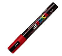 POSCA Marqueur Uni PC5, 6 pièces, pointe ronde moyenne, largeur de trait de 1,8 mm à 2,5 mm, couleur rouge rouge