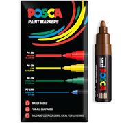 Posca Marqueurs de peinture acrylique à base d'eau | Stylo de peinture permanente multi-surfaces | Lot de 1 dans un emballage cadeau | Verre, tissu, toile, bois, etc. | PC-7M, marron