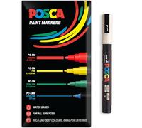 Posca Marqueurs de peinture acrylique à base d'eau | Stylo de peinture permanente multi-surfaces | Lot de 1 dans un emballage cadeau | Verre, tissu, toile, bois, etc. | PC-3M, beige