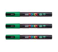 Posca - Marqueurs PC-3 M Uni-Ball - Gamme complète de 40 couleurs disponibles (Lot de 3) Green