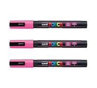 Posca - Marqueurs PC-3 M Uni-Ball - Gamme complète de 40 couleurs disponibles (Lot de 3) rose